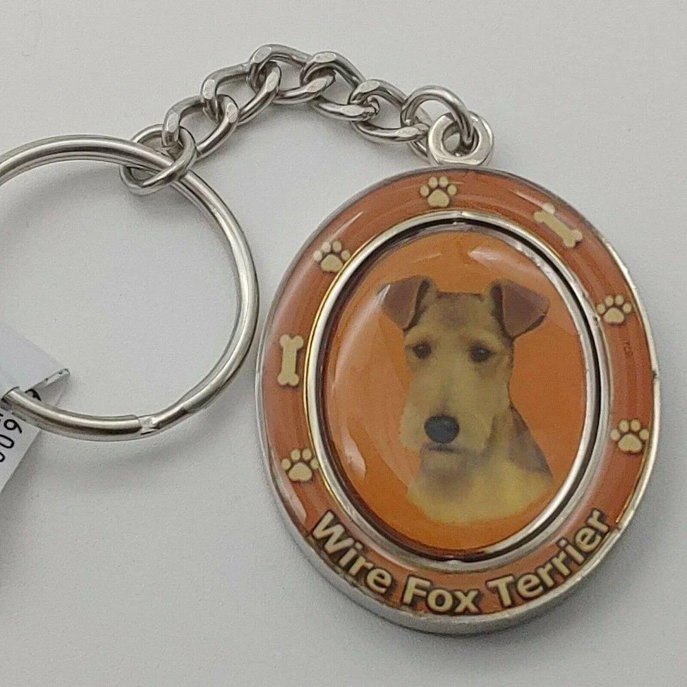 New Wire Fox Terrier Dog Breed 2 Sided Spinning Keychain - high quality…